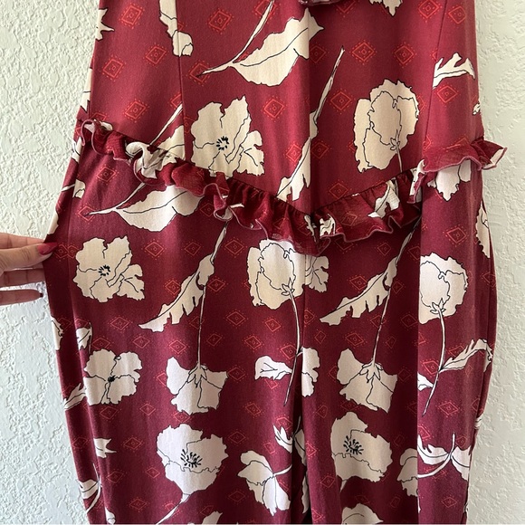 Free People Austin Floral Bell Bottom Ruffled Hem Jumpsuit Women’s Size Medium - Picture 6 of 9